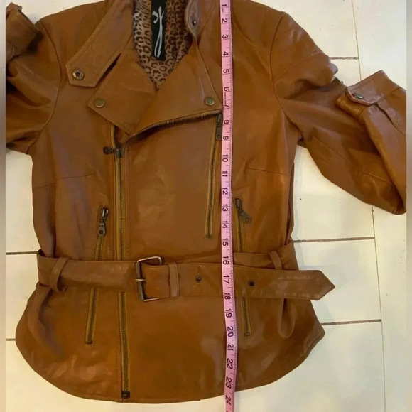 Kenna-T Tan Leather Moto Jacket Women’s Size Small Biker Jacket - Picture 13 of 16
